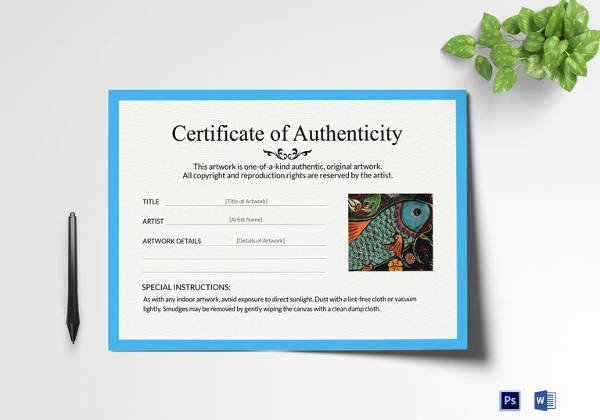 Certificate Of Authenticity Photography Template Fresh Certificate Of Authenticity Template 19 Free Word Pdf