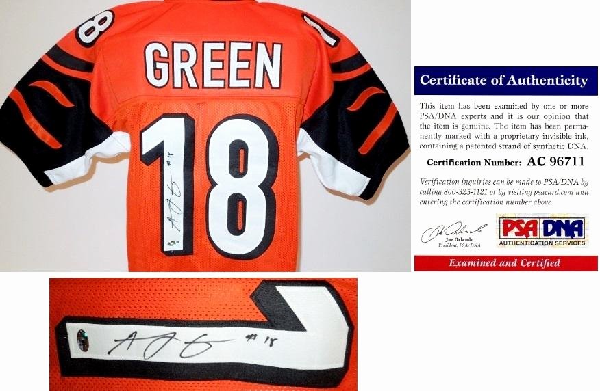 Certificate Of Authenticity Sports Memorabilia Template Beautiful Signed A J Green Jersey Custom orange Psa Dna