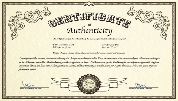 Certificate Of Authenticity Template Art Unique Certificate Of Authenticity Template 19 Free Word Pdf