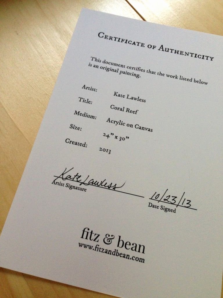 Certificate Of Authenticity Template Free Awesome Certificate Of Authenticity for Artwork