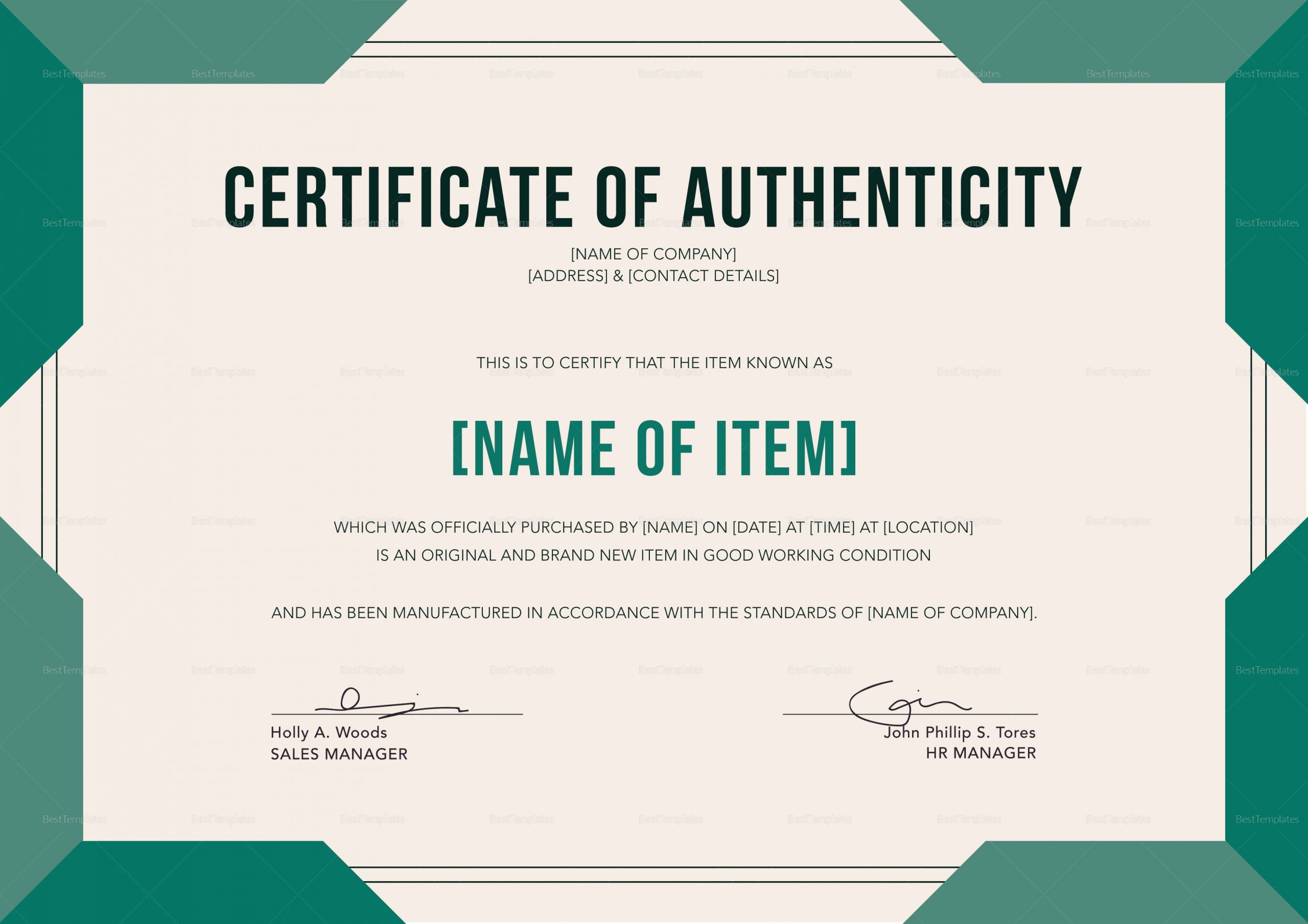 Certificate Of Authenticity Template Free Beautiful Elegant Certificate Of Authenticity Design Template In Psd