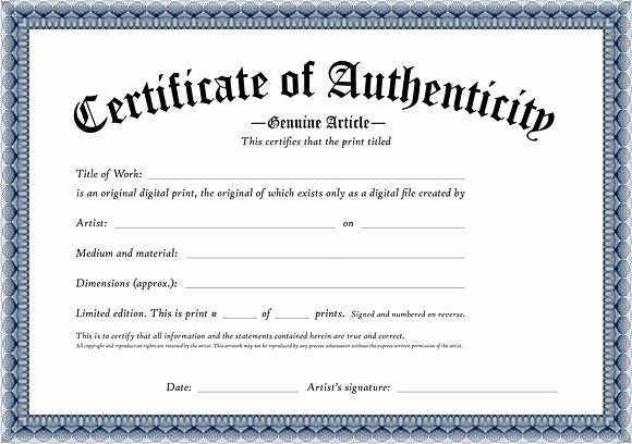 Certificate Of Authenticity Template Microsoft Word Luxury Certificate Of Authenticity Of An original Digital Print