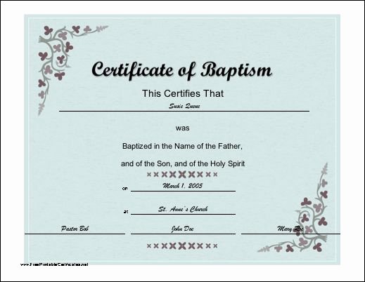 Certificate Of Baptism Template Awesome A Baptismal Certificate with A Script Font and Subtle