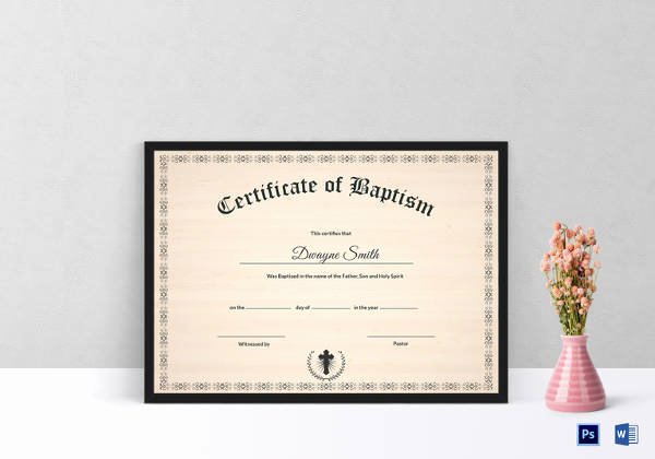 Certificate Of Baptism Word Template Awesome Word Certificate Template 53 Free Download Samples