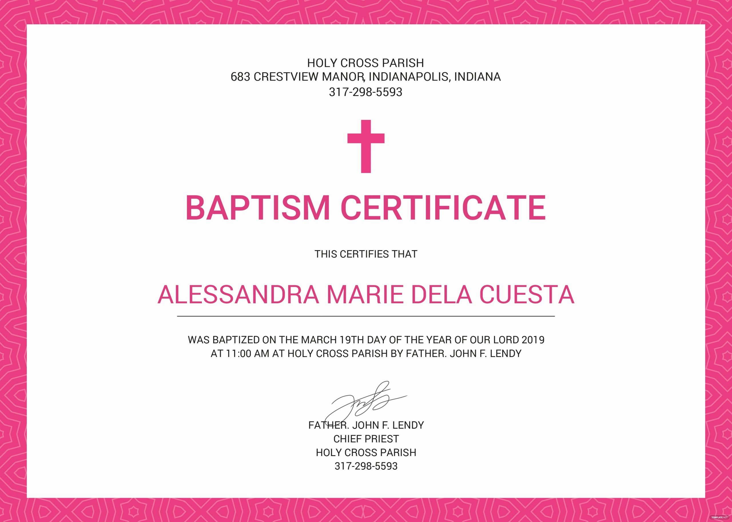 Certificate Of Baptism Word Template Best Of Free Baptism Certificate Template In Psd Ms Word