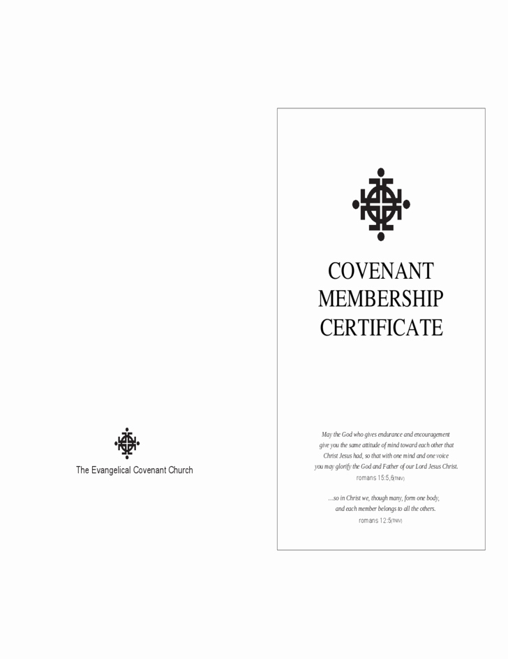 free covenant membership certificate