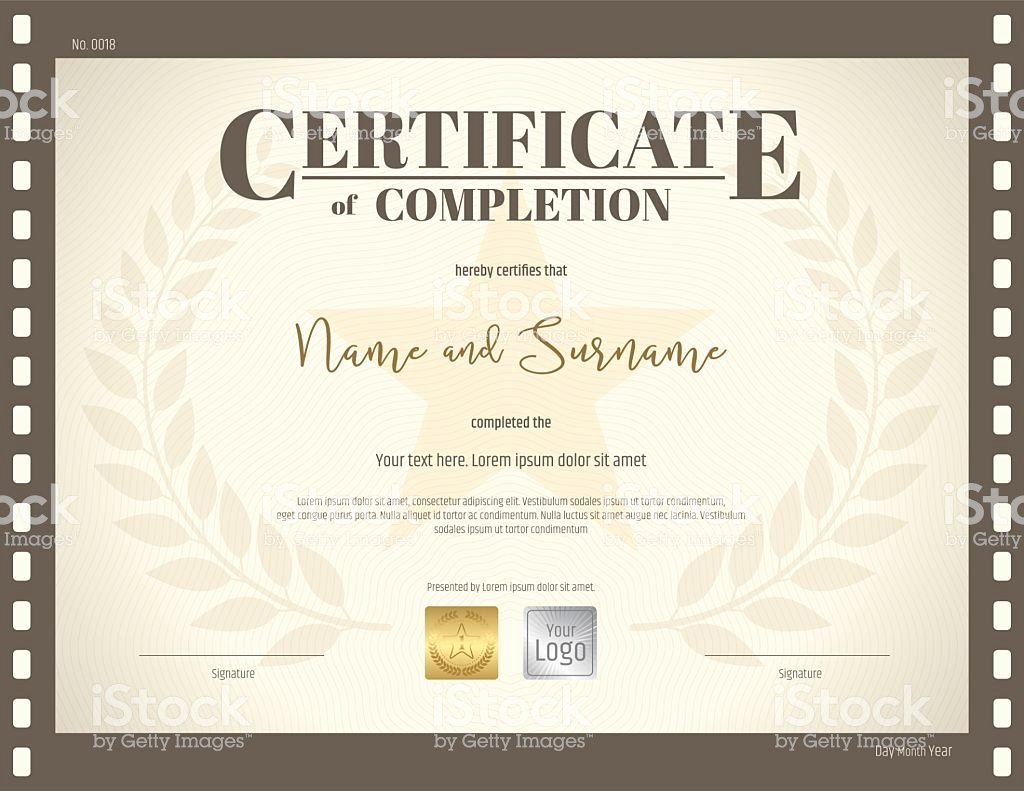 Certificate Of Completion Images Inspirational Certificate Pletion Template In Movie theme