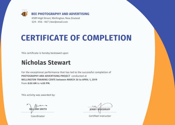 Certificate Of Completion Template Construction Luxury Certificate Of Pletion 25 Free Word Pdf Psd