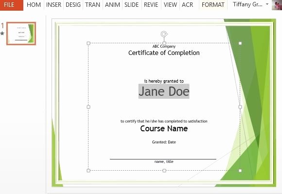 Certificate Of Completion Template Powerpoint New Course Pletion Certificate Template for Powerpoint