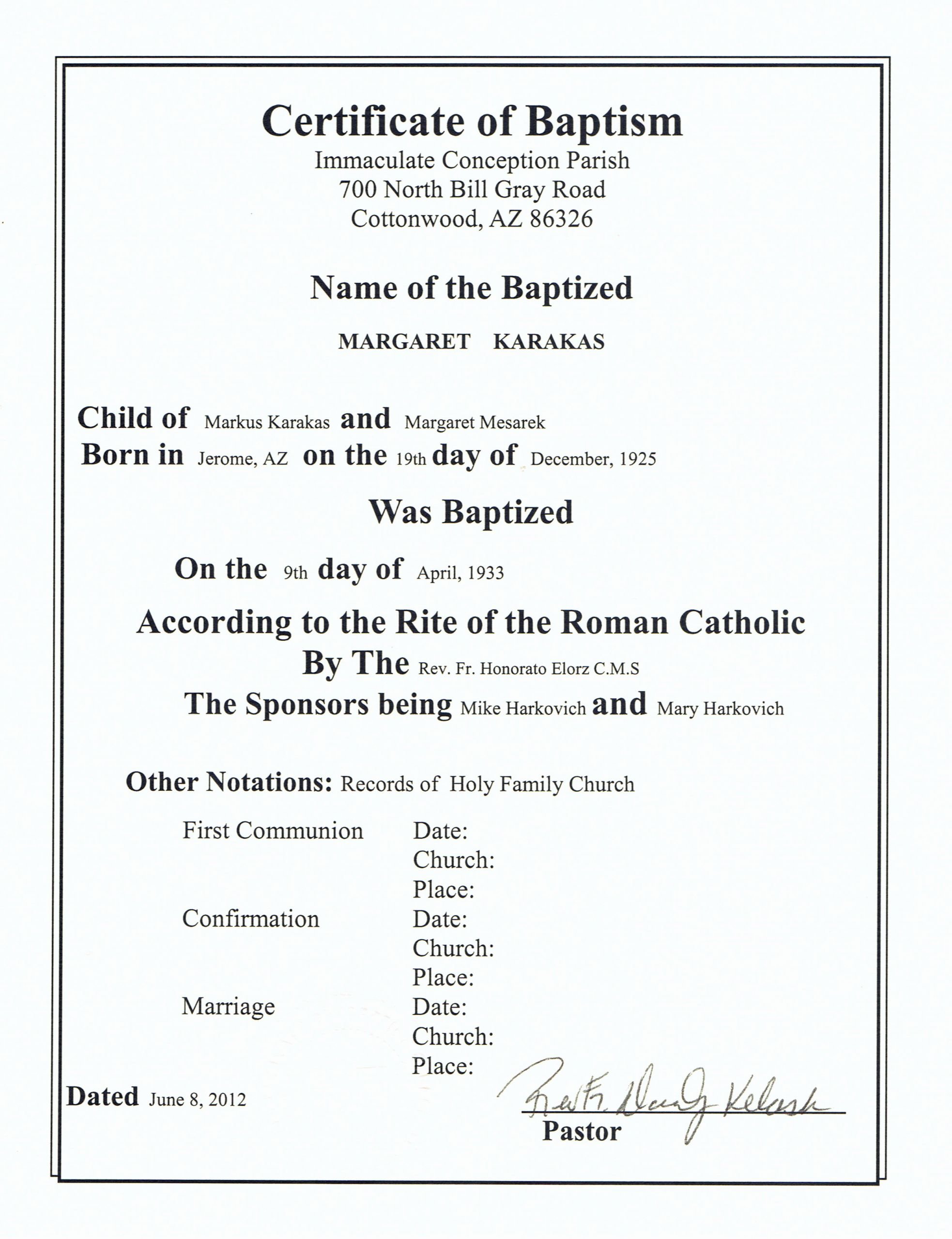 Certificate Of Confirmation Template Awesome I Got Baptism Certificates for All the Karakas Children