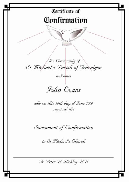 Certificate Of Confirmation Template New Confirmation Gallery