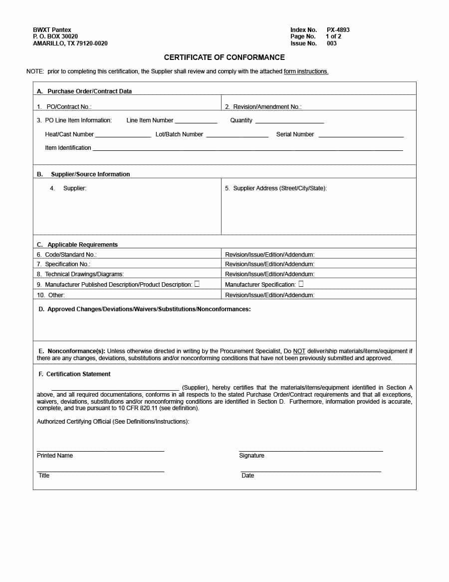 Certificate Of Conformance Template Elegant 40 Free Certificate Of Conformance Templates &amp; forms
