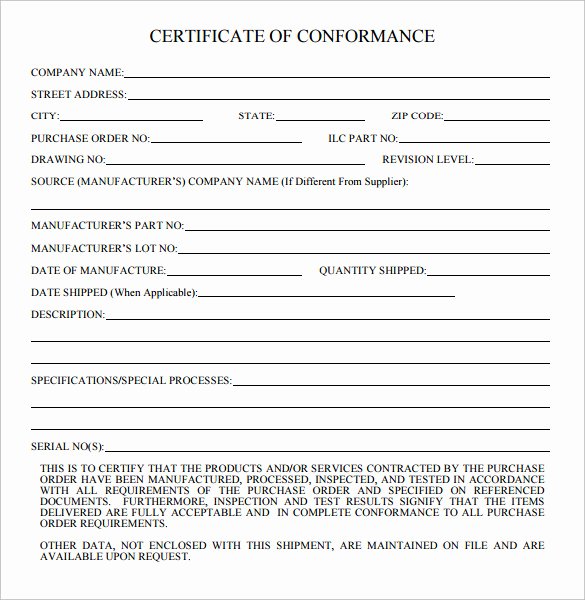 Certificate Of Conformance Template Fresh Sample Certificate Of Conformance 23 Documents In Pdf