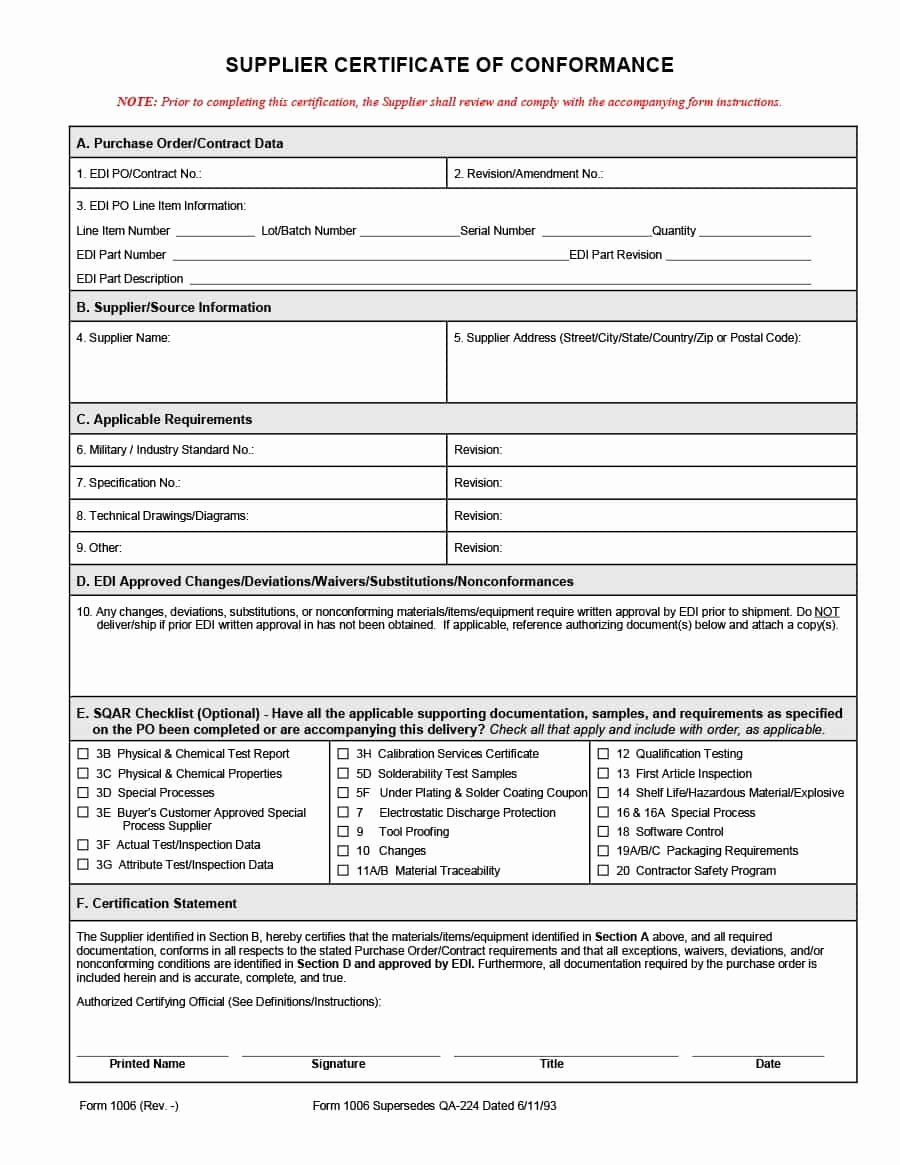 Certificate Of Conformance Template Lovely 40 Free Certificate Of Conformance Templates &amp; forms