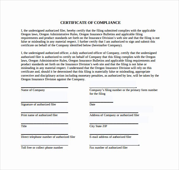 Certificate Of Conformity Template Elegant Sample Certificate Of Pliance 25 Documents In Pdf