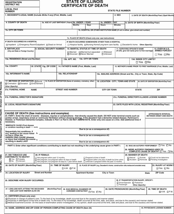 Certificate Of Cremation Template Luxury Download Example Printable Death Certificate for Free