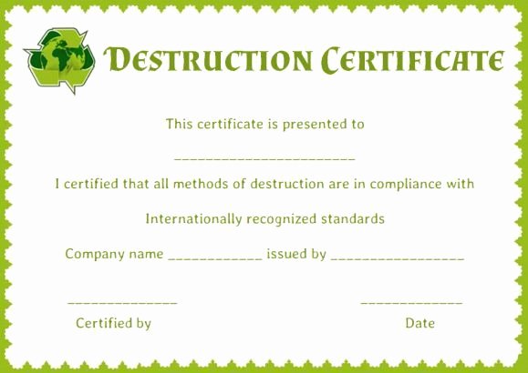 Certificate Of Data Destruction Template Inspirational Certificate Of Data Destruction Template