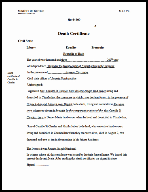 Certificate Of Death Template Unique Caribbean Living Jul 25 2010