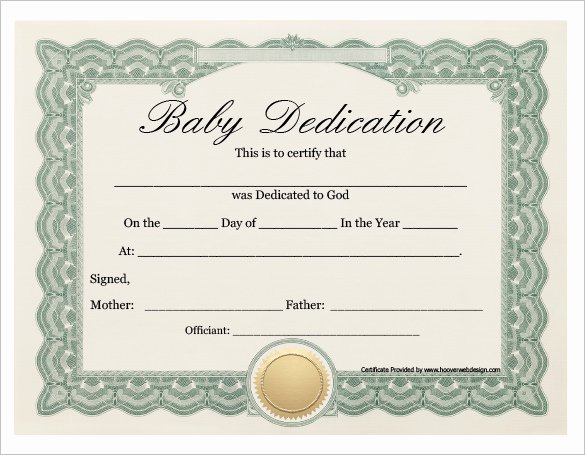 Certificate Of Dedication Template Awesome Baby Dedication Certificate Template 21 Free Word Pdf