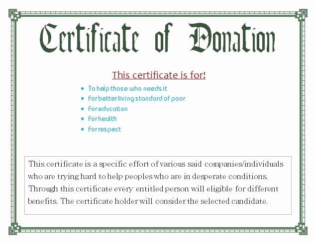 Certificate Of Donation Template Awesome 10 Donation Certificate Templates