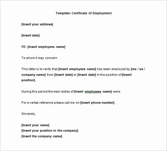 Certificate Of Employment Template New 40 Employment Certificates Pdf Doc