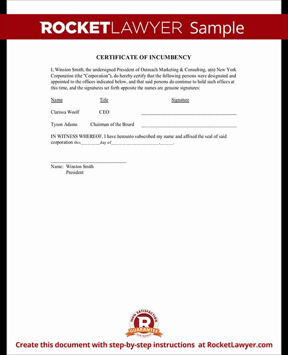 Certificate Of Incumbency Template Beautiful Certificate Of Incumbency Incumbency Certificate with Sample