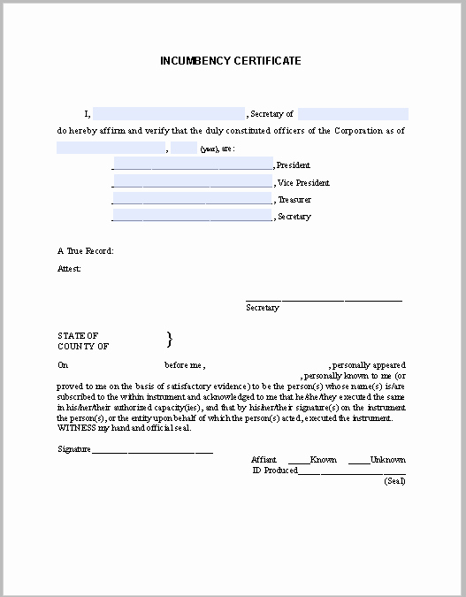Certificate Of Incumbency Template Luxury Incumbency Certificate Template Free Fillable Pdf forms