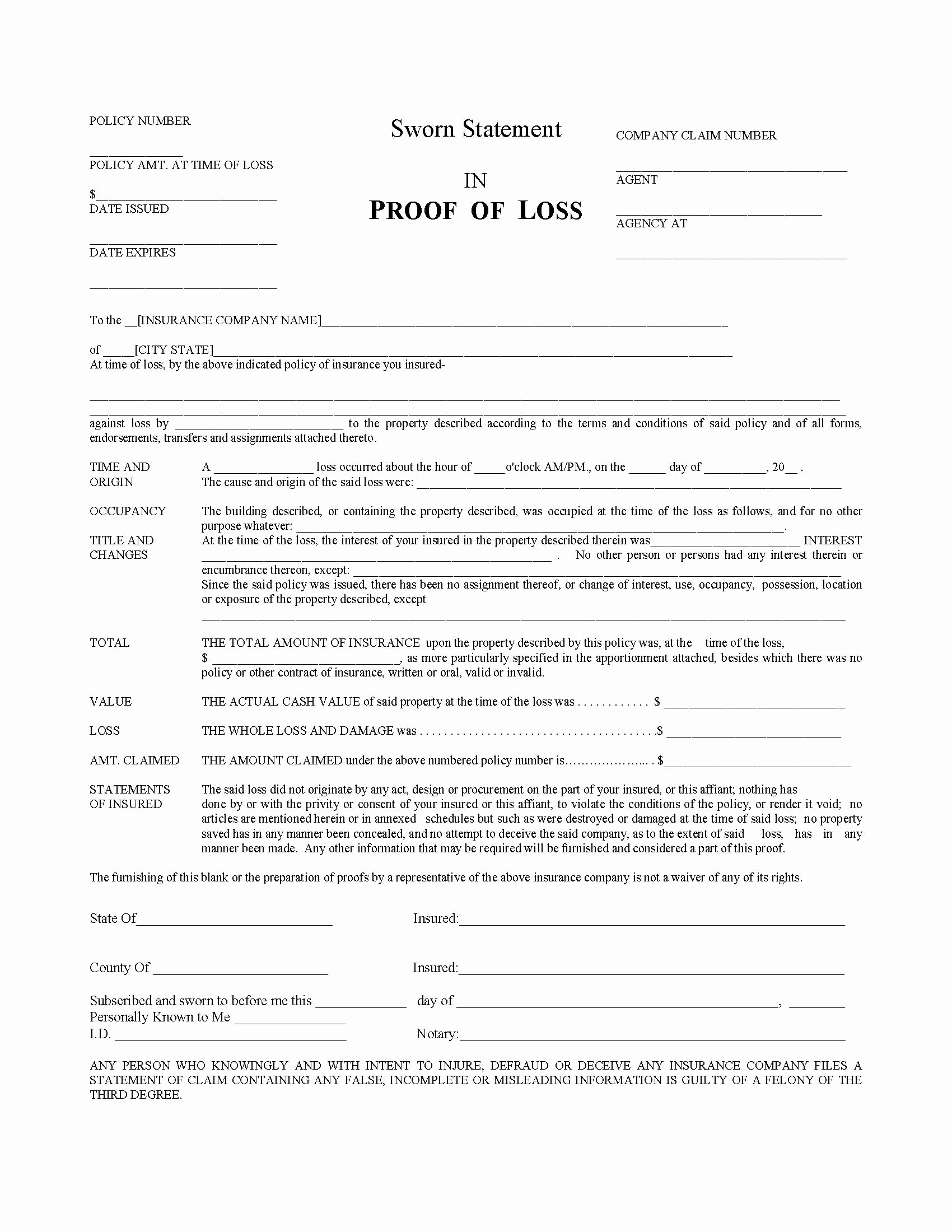 Certificate Of Insurance Request form Template Best Of Proof Loss Coverage Letter Template Samples