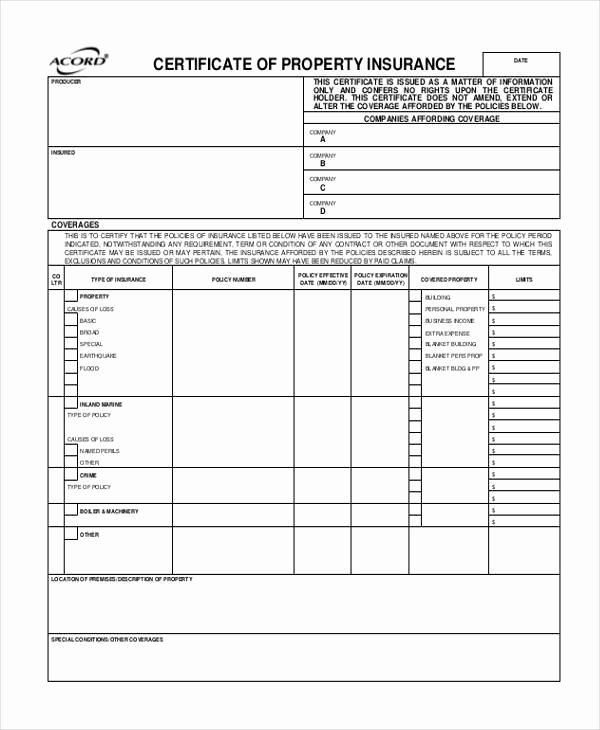 Certificate Of Insurance Request form Template Fresh Free 41 Certificate form In Templates Pdf