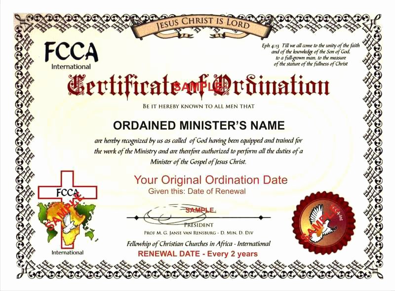Certificate Of License for Minister Template Best Of ordained Minister Certificate