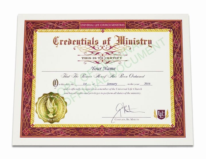 Certificate Of License for the Gospel Ministry Template Best Of About the Ulc ordination Certificate Get ordained