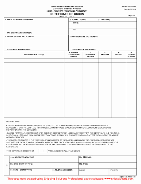 Certificate Of Manufacture Template Beautiful Cafta Certificate Of origin Pdf