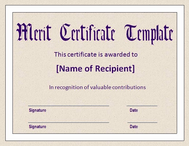 Certificate Of Merit Sample Beautiful 10 Merit Certificate Templates