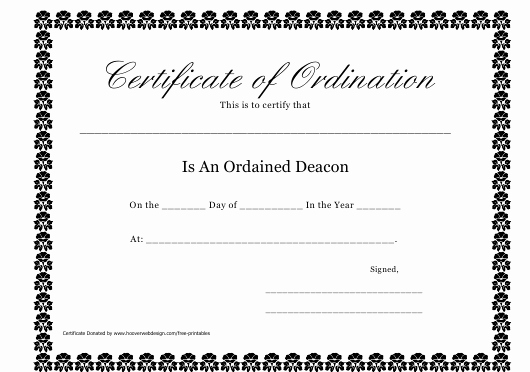 Certificate Of ordination Template Elegant Deacon Certificate Of ordination Template Download
