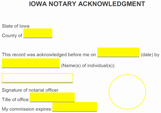 Certificate Of organization Nebraska Template Elegant Free Iowa Notary Acknowledgment form Word Pdf