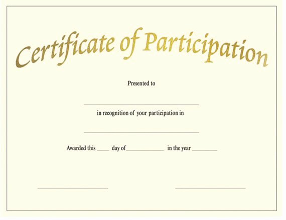 Certificate Of Participation Templates Lovely Certificate Participation Template