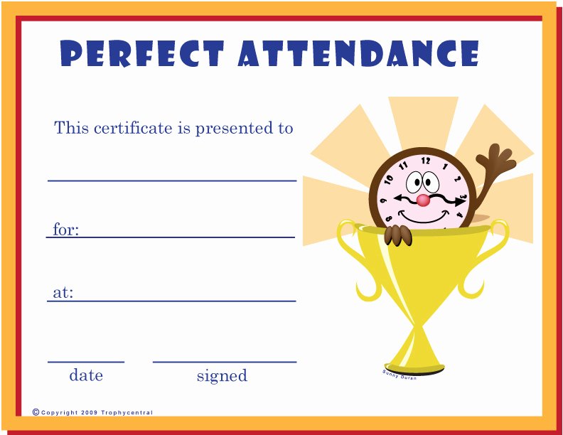 Certificate Of Perfect attendance Best Of Free Perfect attendance Certificates Certificate Free