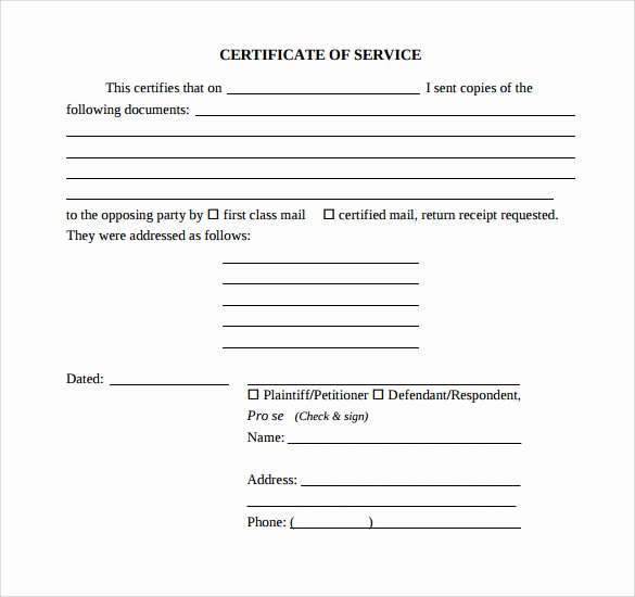 Certificate Of Service Sample Best Of Sample Certificate Of Service Template 20 Documents In
