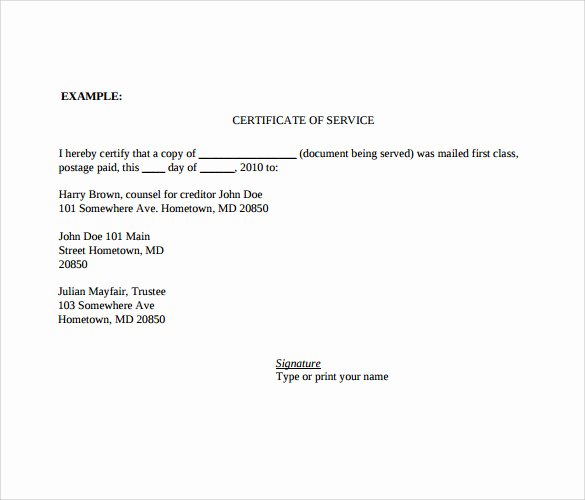 Certificate Of Service Template Unique Certificate Of Service Template 14 Download Documents