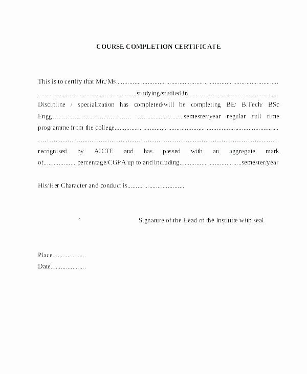 Certificate Of Substantial Completion Template Beautiful Work Pletion form Template