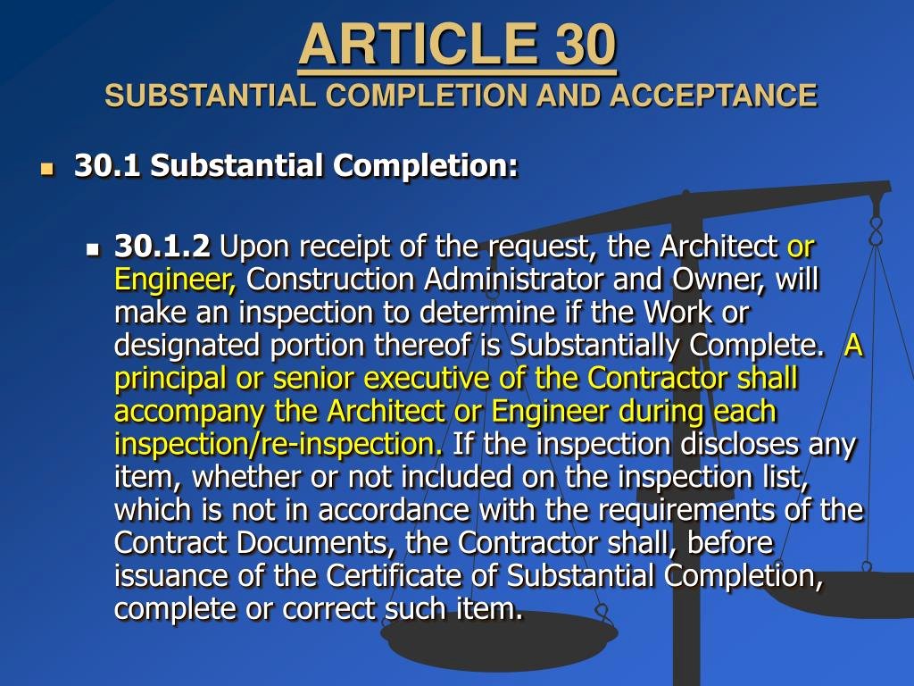 Certificate Of Substantial Completion Template Fresh Ppt General Conditions Of the Contract for Construction