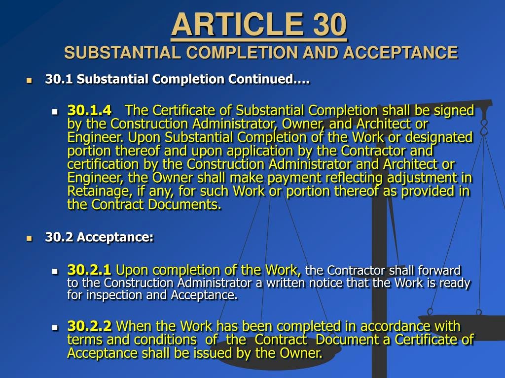 Certificate Of Substantial Completion Template Lovely Ppt General Conditions Of the Contract for Construction