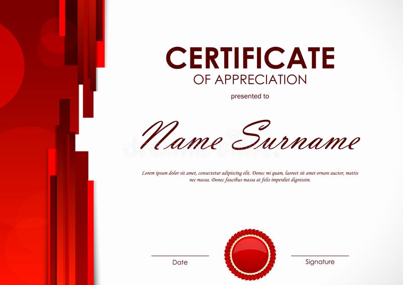 Certificate Seal Template Word Fresh Certificate Appreciation Template Stock Vector