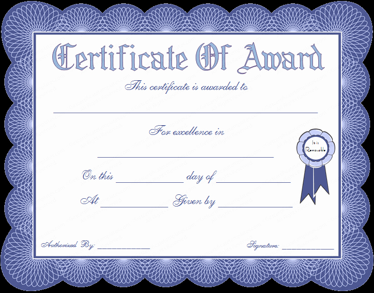 Certificate Seal Template Word Lovely Blue Seal Award Certificate Template