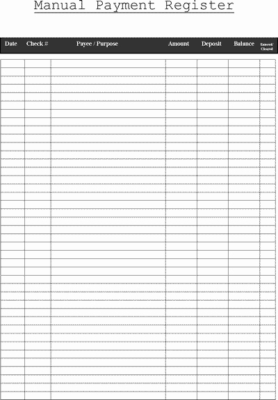 Checkbook Balance Worksheet Lovely Manual Check Register
