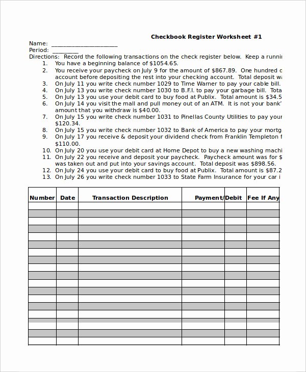Checkbook Balance Worksheet Luxury Sample Check Register Template 10 Free Sample Example