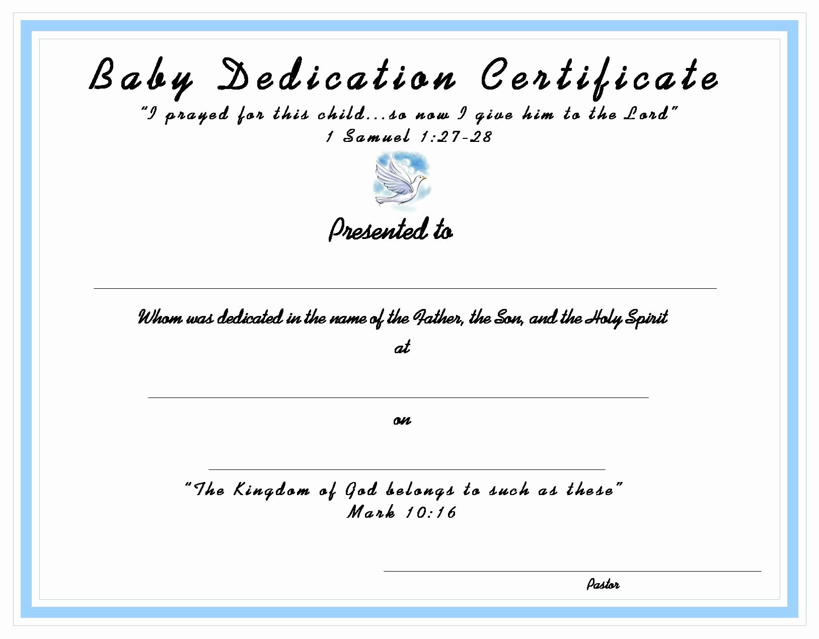 Child Dedication Certificate Template Elegant Baby Dedication Certificate