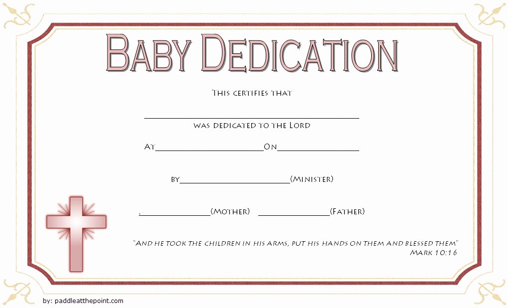 Child Dedication Certificate Templates Beautiful 7 Free Printable Baby Dedication Certificate Templates Free