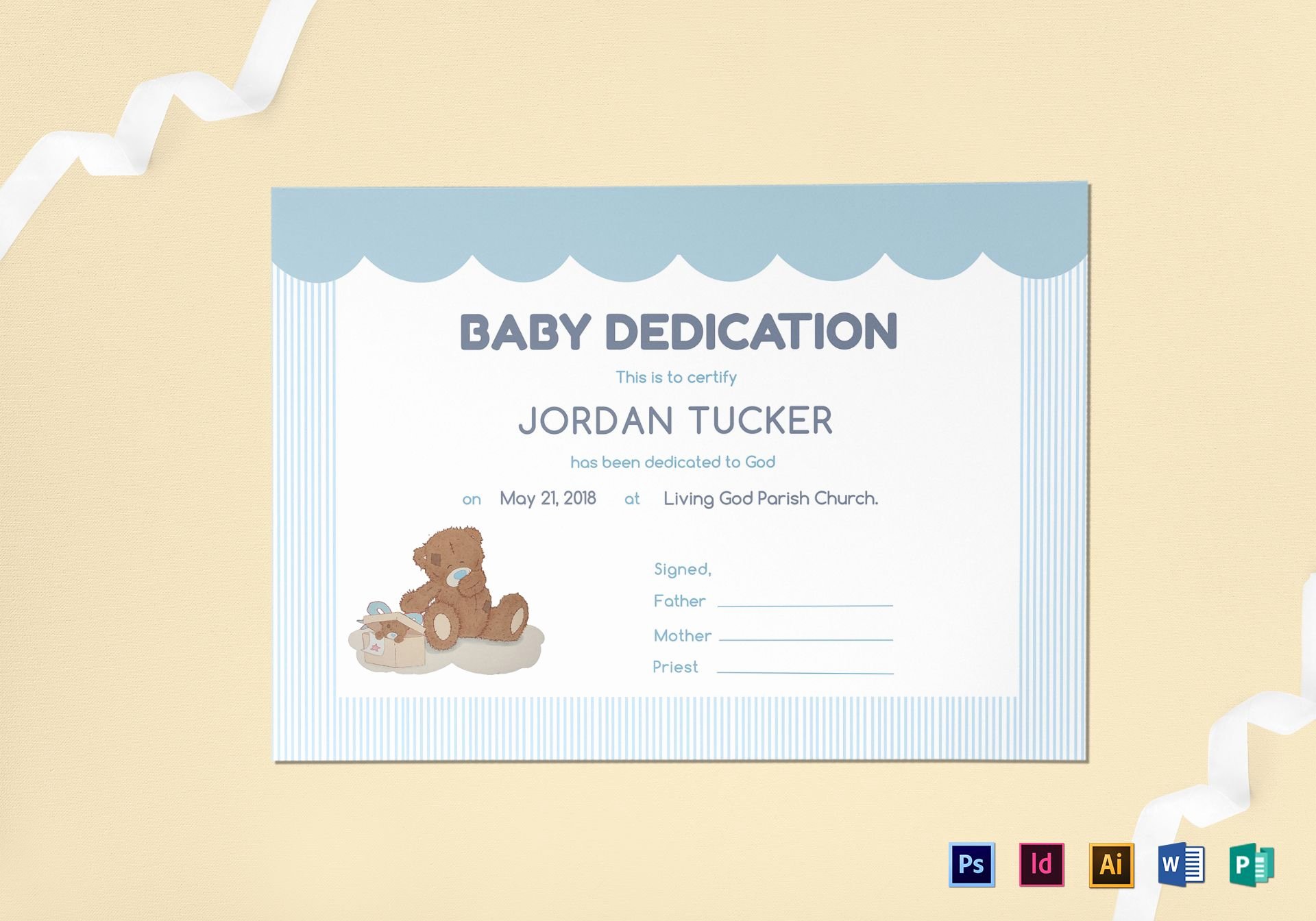 Child Dedication Certificate Templates Beautiful Baby Dedication Certificate Design Template In Psd Word