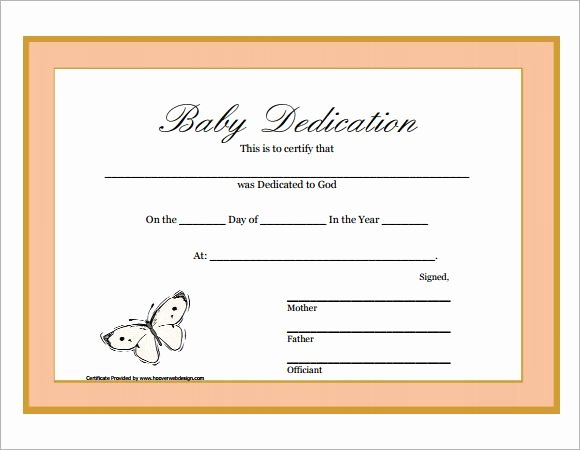 Child Dedication Certificate Templates Elegant Baby Dedication Certificate Printable